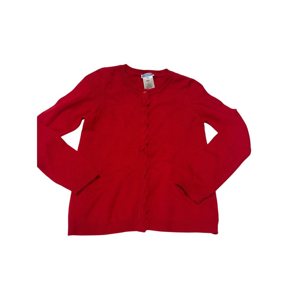 Jacadi Paris 10 red wool cardigan sweater button up round neck long sleeve guc